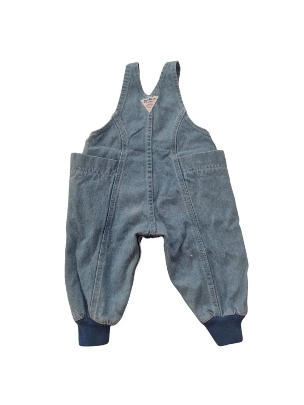 Vtg Oshkosh Baby Denim Overalls 24M Vestbak Bubble Leg Unisex w Side Pockets - Picture 7 of 9